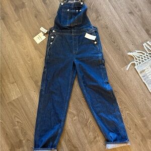 Aritzia Sunday Best Dark Blue Denim Overalls xs